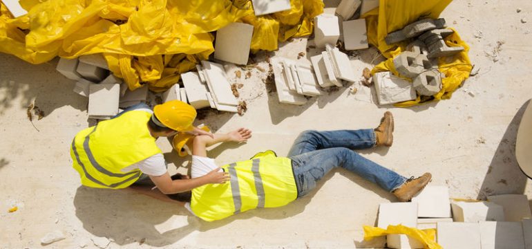 22224257 - construction worker has an accident while working on new house